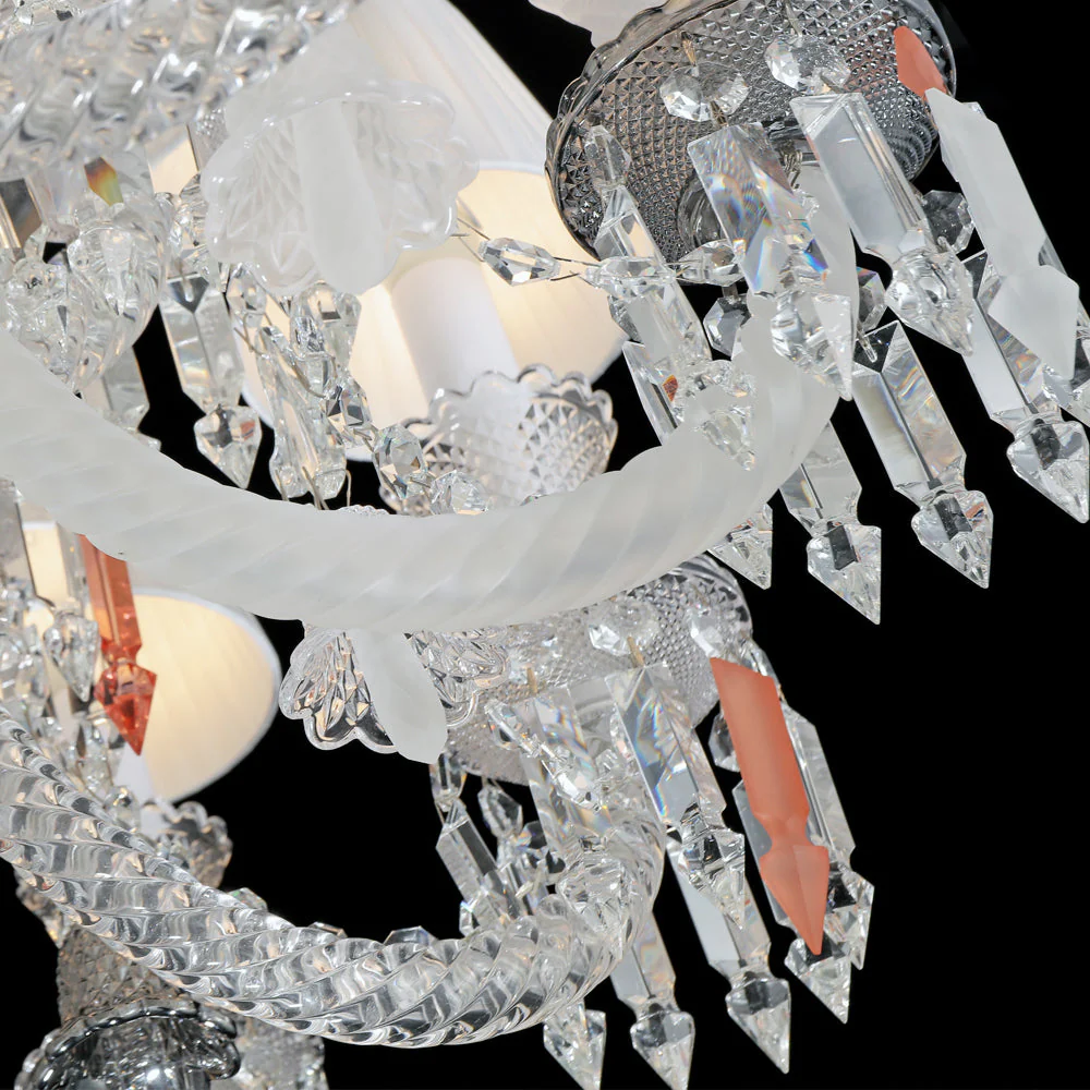 24 Lights Bacara Crystal Chandelier with Lampshades - Image 5