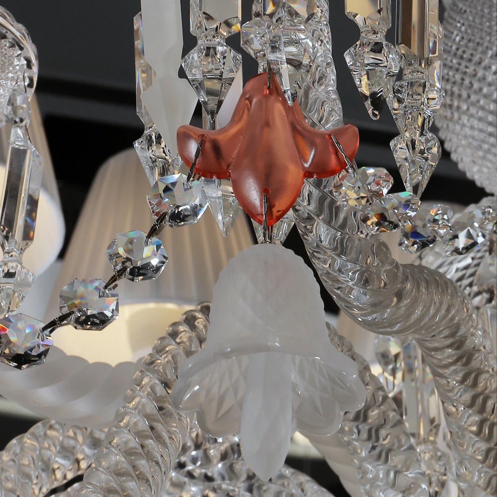 24 Lights Bacara Crystal Chandelier with Lampshades - Image 6