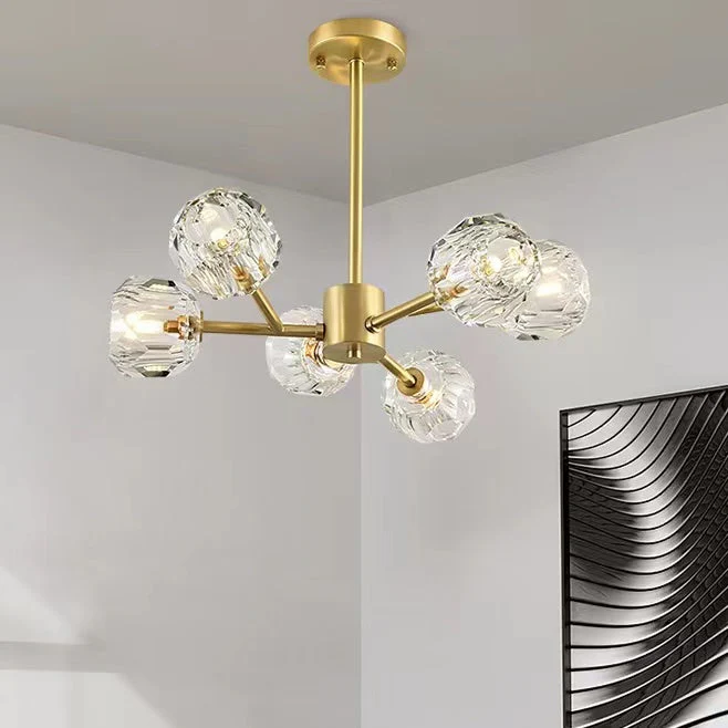 Brass Sputnik Chandelier With K9 Crystals Modern Ceiling Light Fixture - Image 6