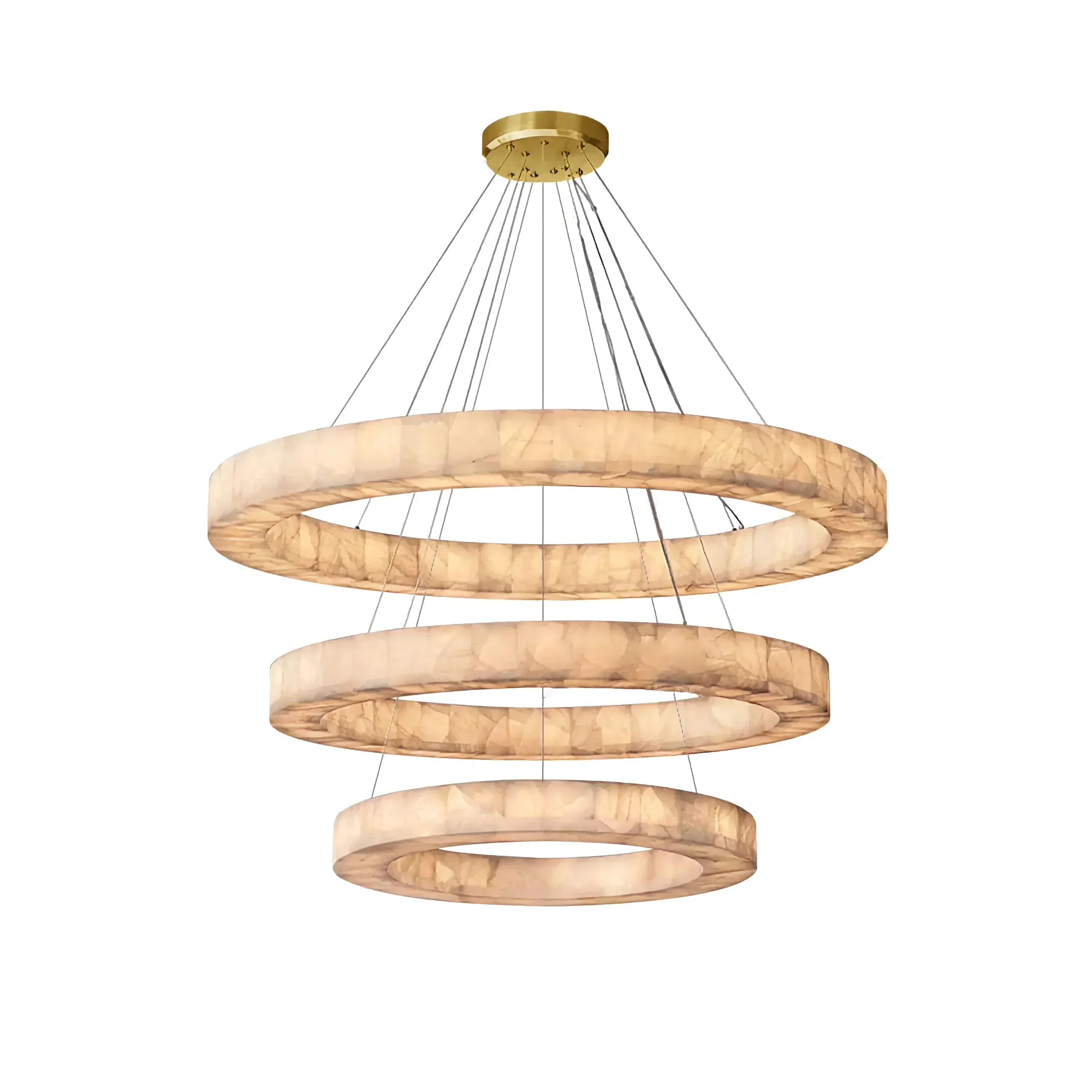 OLYRA 3-TIER ROUND ALABASTER CHANDELIER 39" 47" 59"D - Image 2