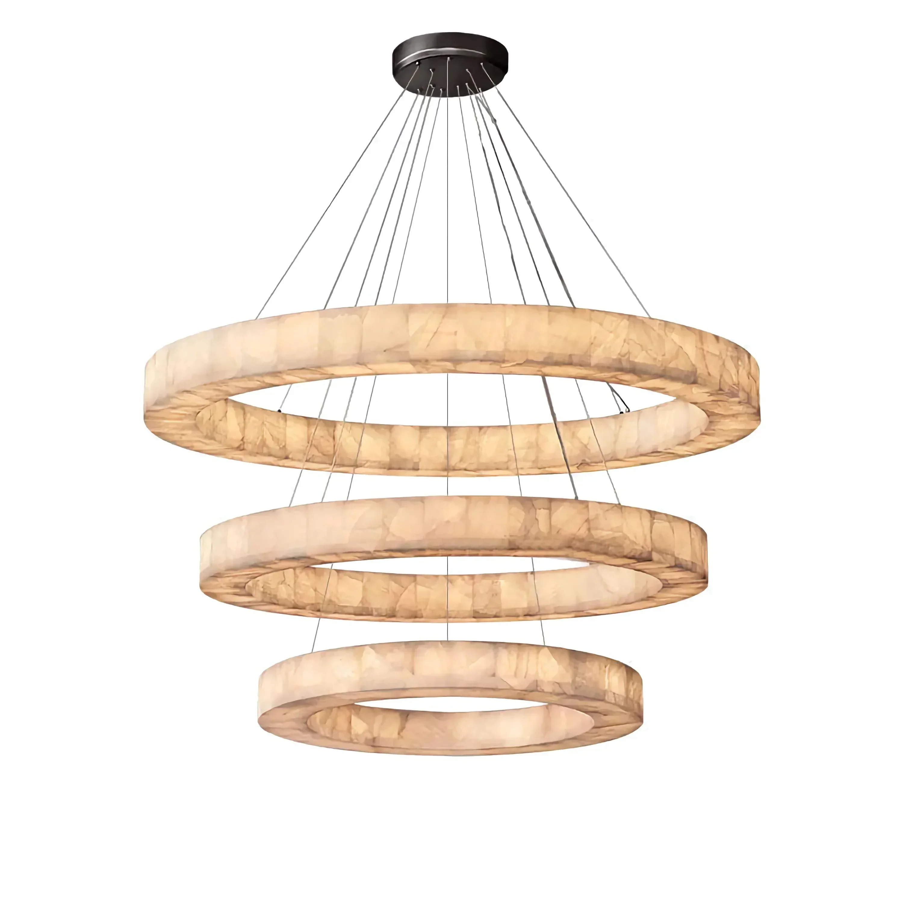 OLYRA 3-TIER ROUND ALABASTER CHANDELIER 39" 47" 59"D - Image 3