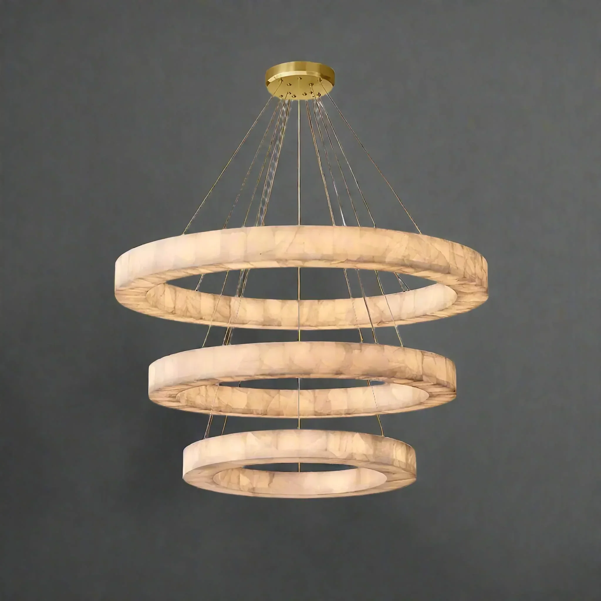 OLYRA 3-TIER ROUND ALABASTER CHANDELIER 39" 47" 59"D - Image 4