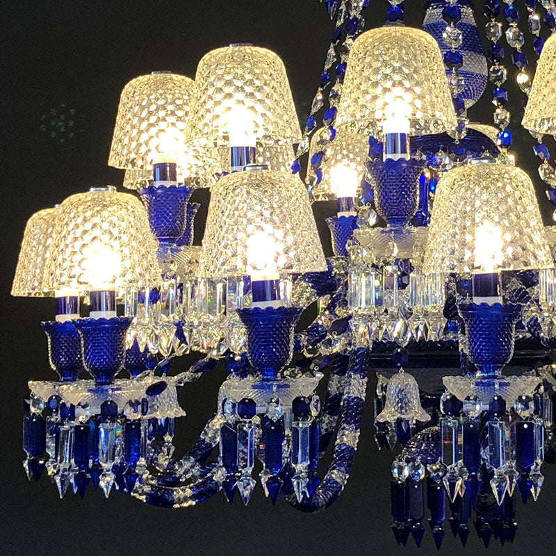 24 Lights Bacara Chandelier Blue & Clear Baccarat Crystal Lighting - Image 2