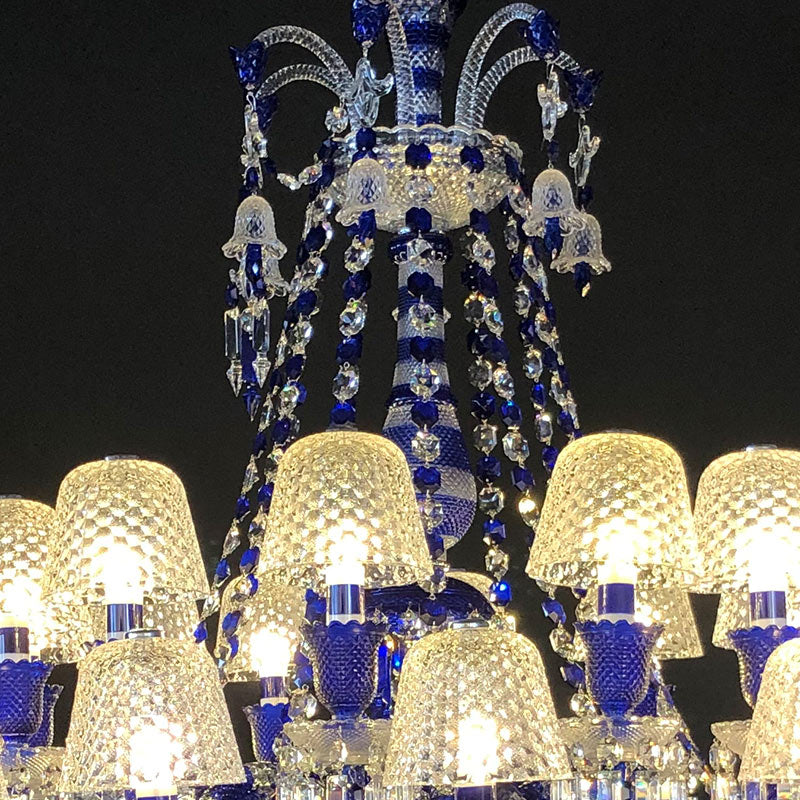 24 Lights Bacara Chandelier Blue & Clear Baccarat Crystal Lighting - Image 3
