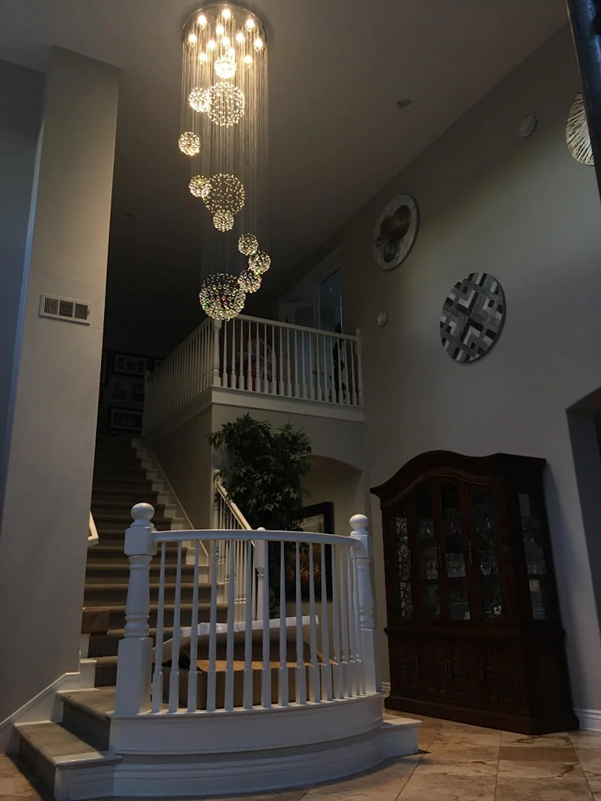 Stately Duplex Crystal Chandelier Spiral Raindrop Globe Shape Ceiling Hanging Light for Entryway/Staircase - Image 10