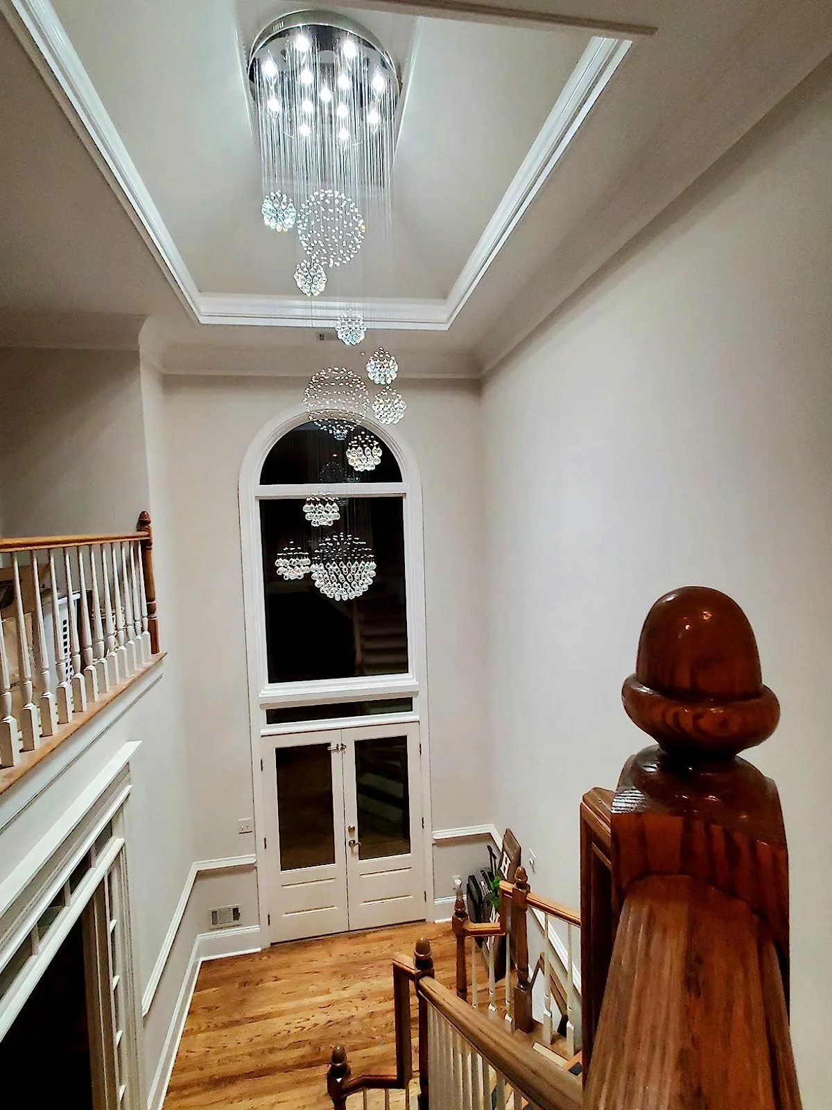 Stately Duplex Crystal Chandelier Spiral Raindrop Globe Shape Ceiling Hanging Light for Entryway/Staircase - Image 12