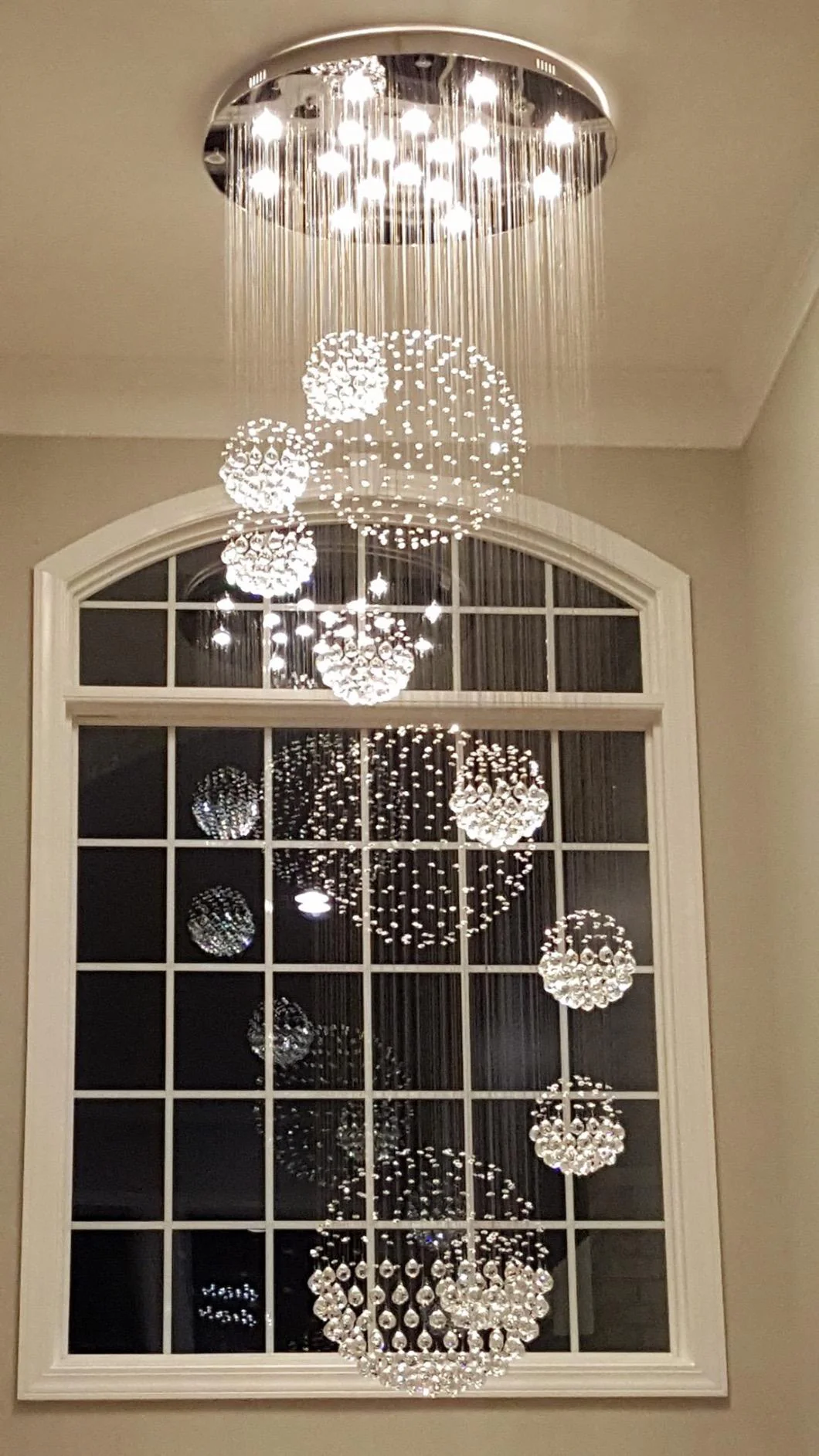 Stately Duplex Crystal Chandelier Spiral Raindrop Globe Shape Ceiling Hanging Light for Entryway/Staircase - Image 15