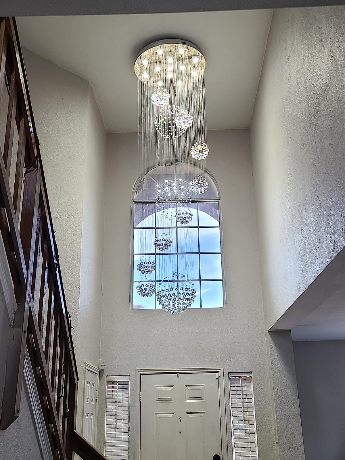 Stately Duplex Crystal Chandelier Spiral Raindrop Globe Shape Ceiling Hanging Light for Entryway/Staircase - Image 19