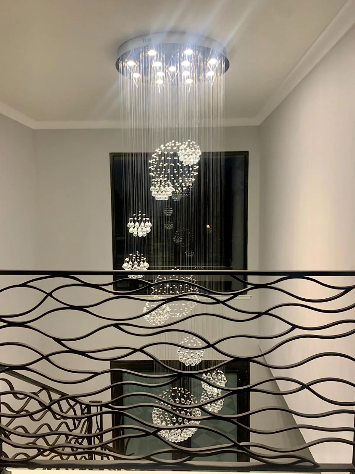 Stately Duplex Crystal Chandelier Spiral Raindrop Globe Shape Ceiling Hanging Light for Entryway/Staircase - Image 20