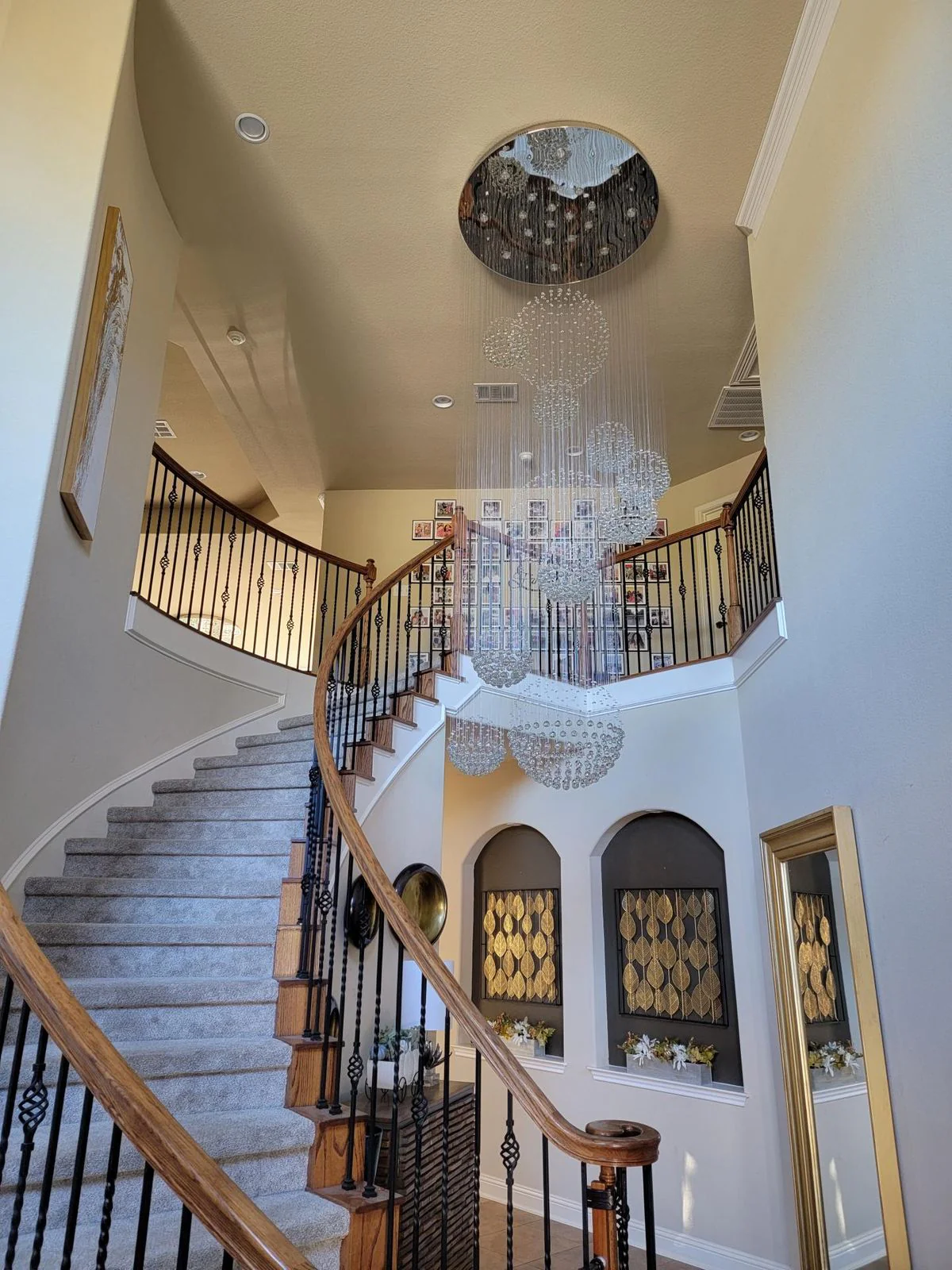 Stately Duplex Crystal Chandelier Spiral Raindrop Globe Shape Ceiling Hanging Light for Entryway/Staircase - Image 28