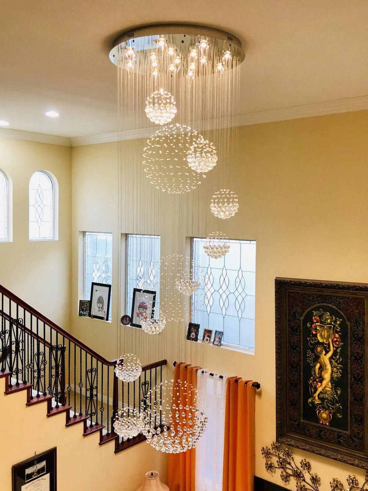 Stately Duplex Crystal Chandelier Spiral Raindrop Globe Shape Ceiling Hanging Light for Entryway/Staircase - Image 31