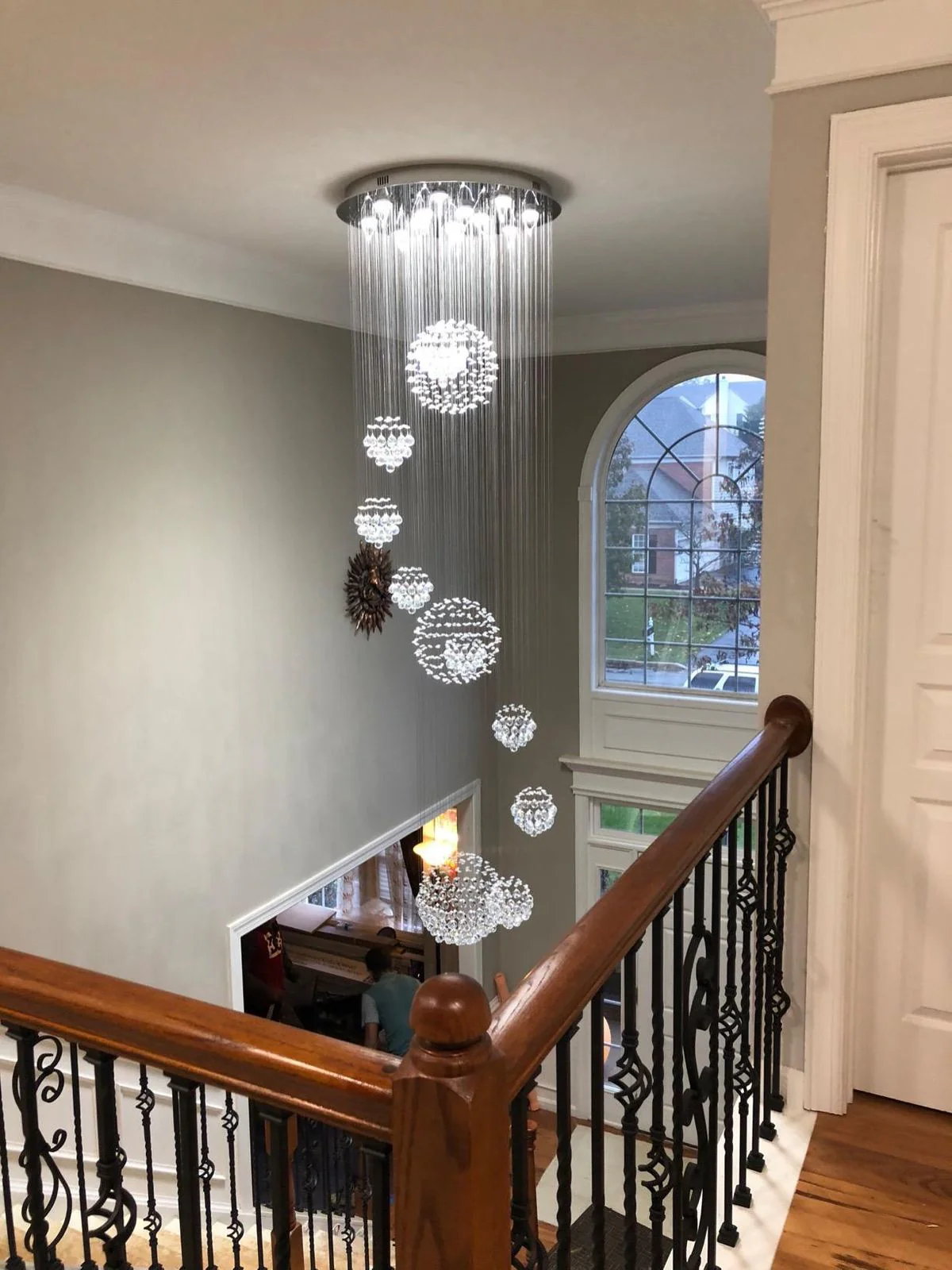 Stately Duplex Crystal Chandelier Spiral Raindrop Globe Shape Ceiling Hanging Light for Entryway/Staircase - Image 32