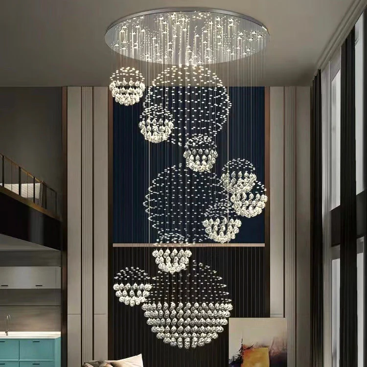 Stately Duplex Crystal Chandelier Spiral Raindrop Globe Shape Ceiling Hanging Light for Entryway/Staircase - Image 38