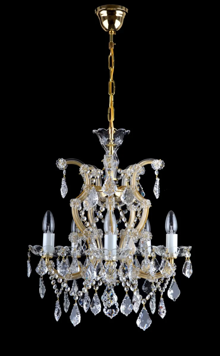 5-flame Maria Theresa chandelier with cut bobeches & trimmings in the French style - Image 2