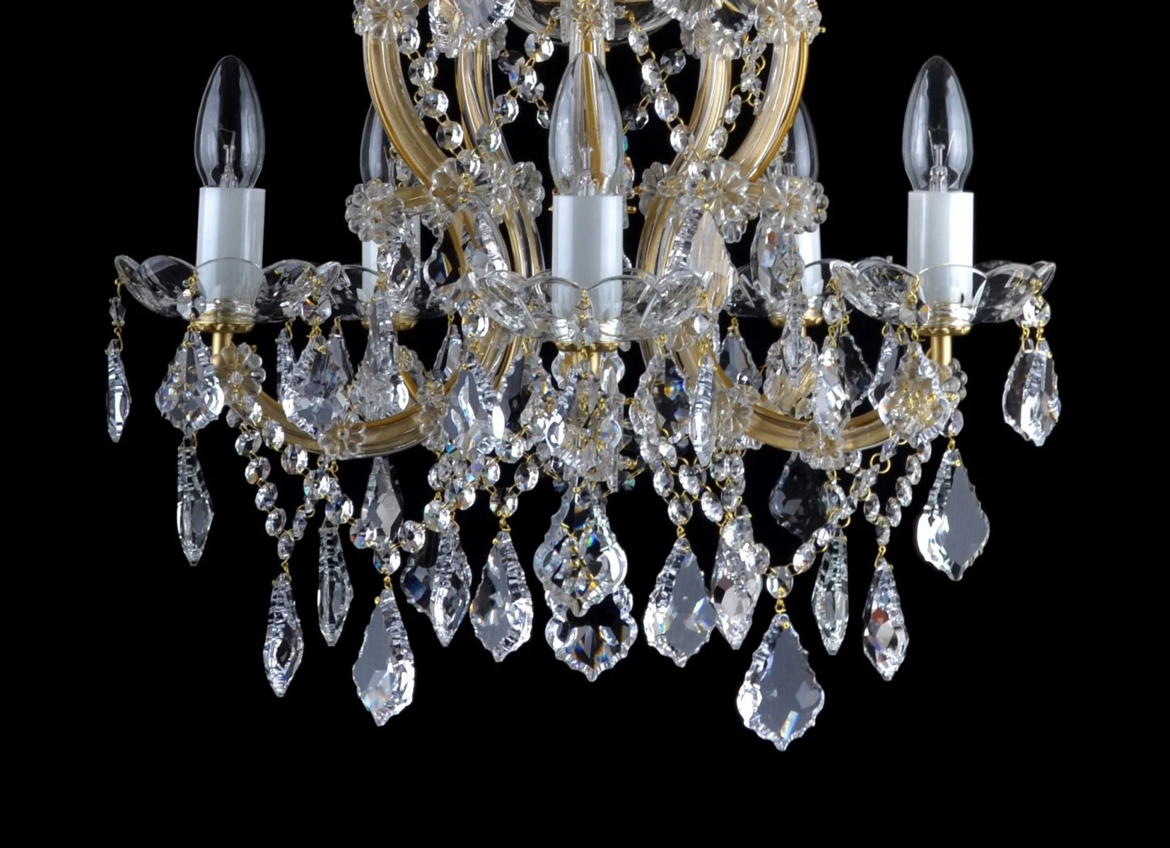 5-flame Maria Theresa chandelier with cut bobeches & trimmings in the French style - Image 3