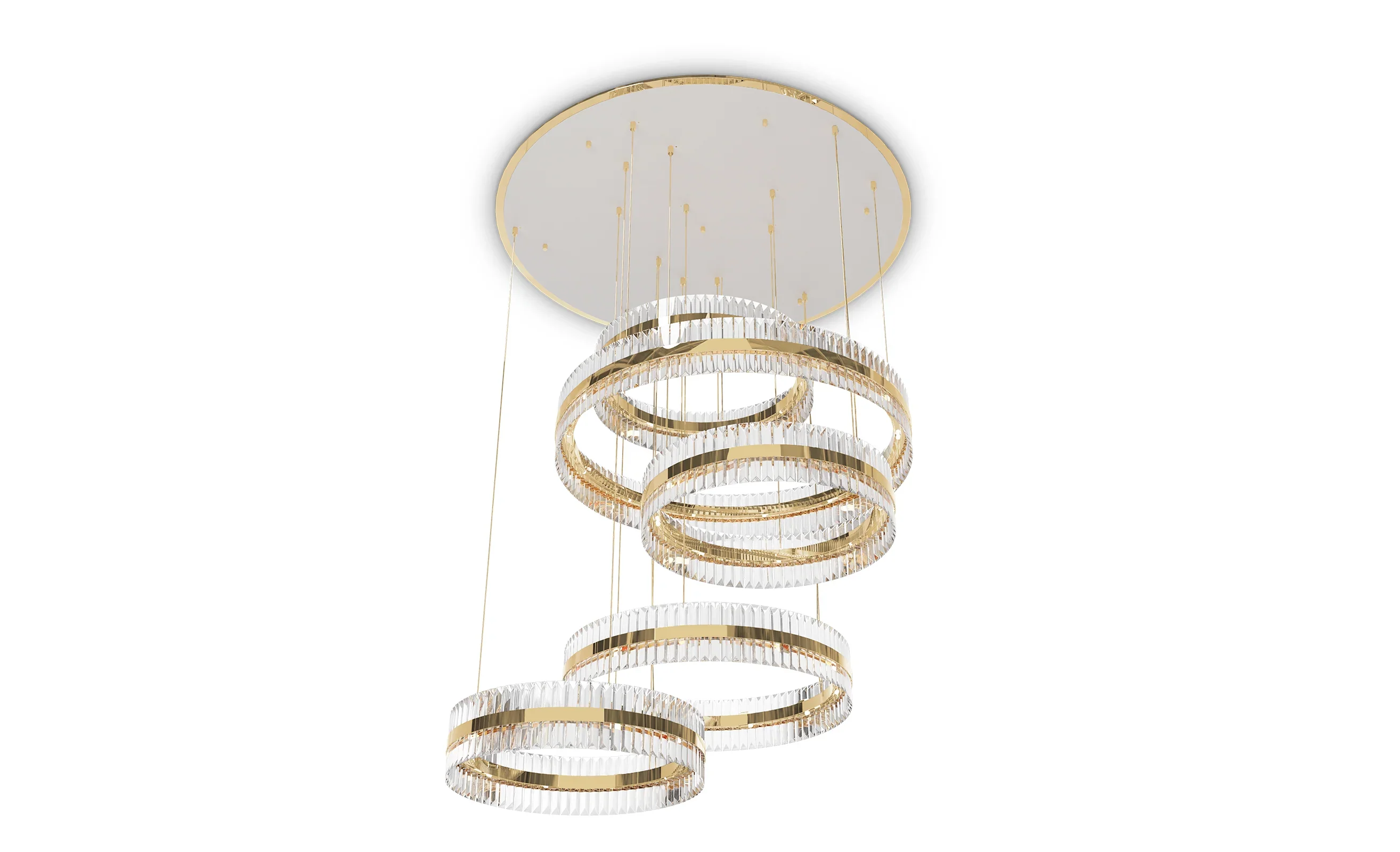 5-Ring Crystal Chandelier in Gold Finish - Image 7