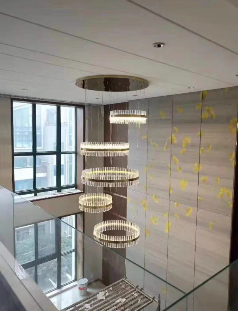 5-Ring Crystal Chandelier in Gold Finish - Image 8