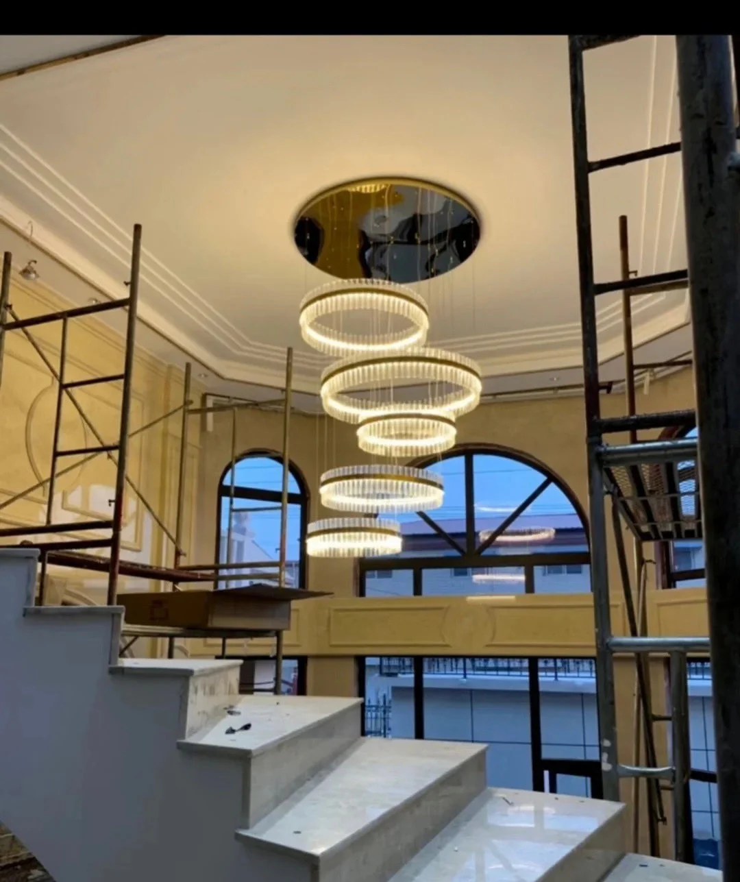 5-Ring Crystal Chandelier in Gold Finish - Image 9