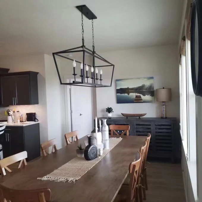 6 Light Farmhouse Chandelier Kitchen Island Geometric Pendant Light - Image 3