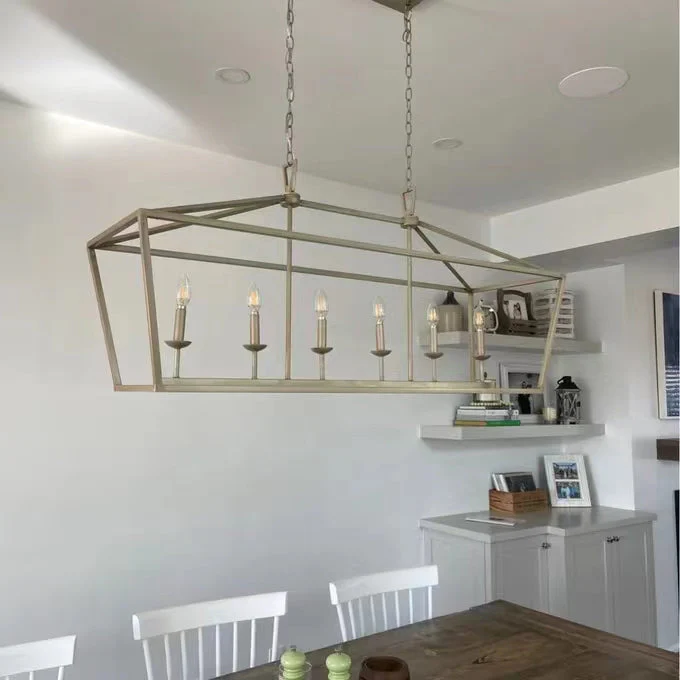 6 Light Farmhouse Chandelier Kitchen Island Geometric Pendant Light - Image 5