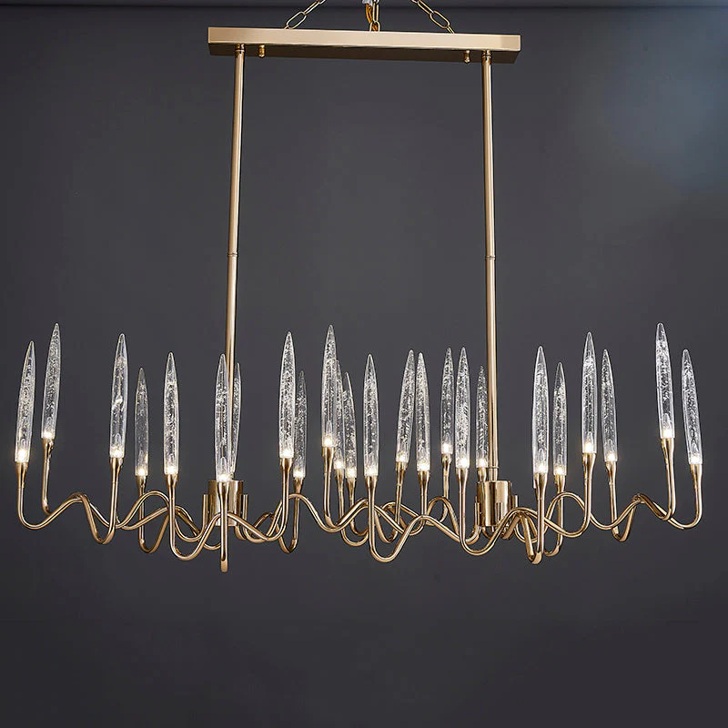 8141L Brass Glass  Chandelier - Image 2