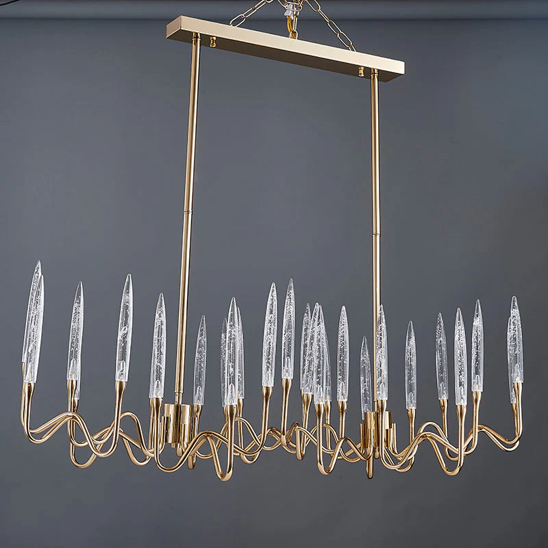 8141L Brass Glass  Chandelier - Image 3