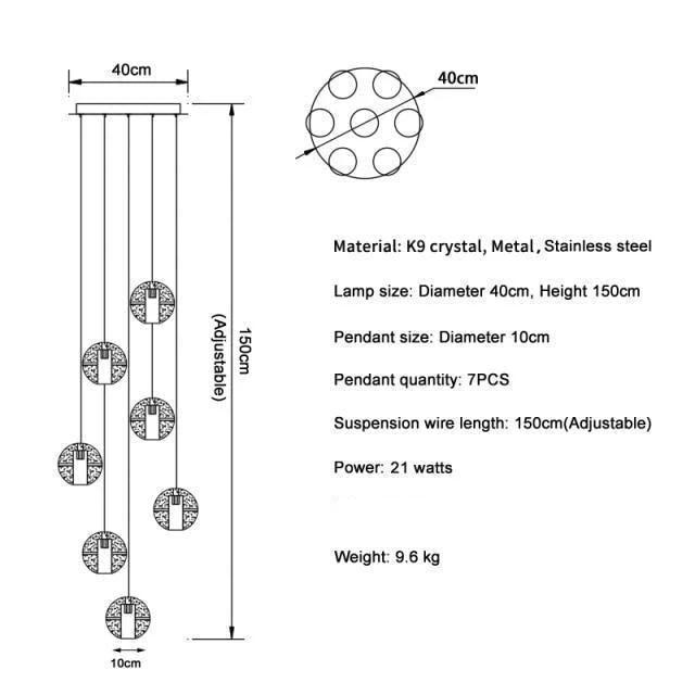 Adonis Suspension Water Drop Chandelier( 43-Light customized) - Image 17