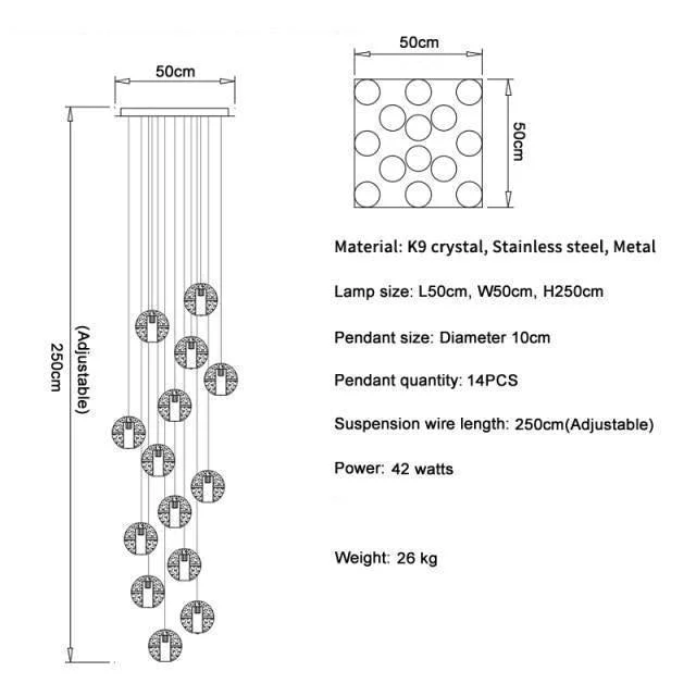 Adonis Suspension Water Drop Chandelier( 43-Light customized) - Image 19