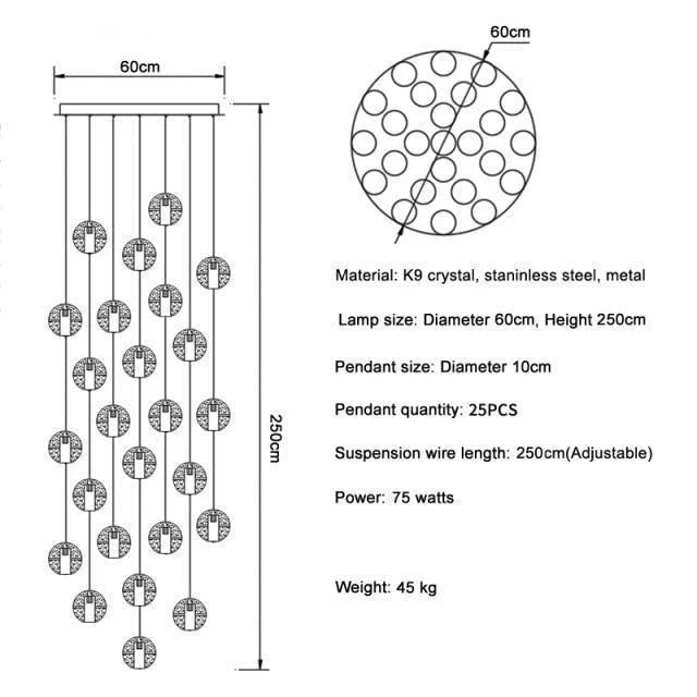 Adonis Suspension Water Drop Chandelier( 43-Light customized) - Image 20