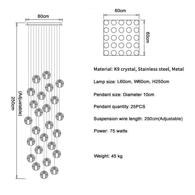 Adonis Suspension Water Drop Chandelier( 43-Light customized) - Image 21