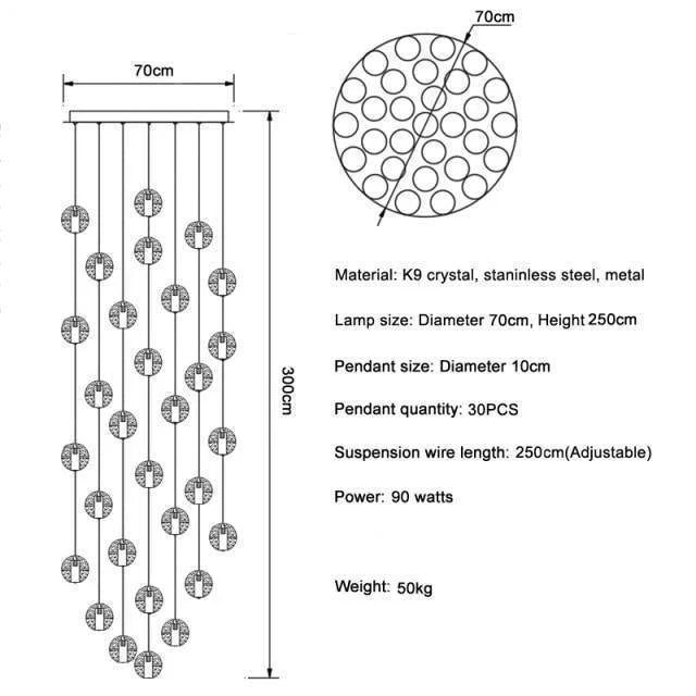Adonis Suspension Water Drop Chandelier( 43-Light customized) - Image 22