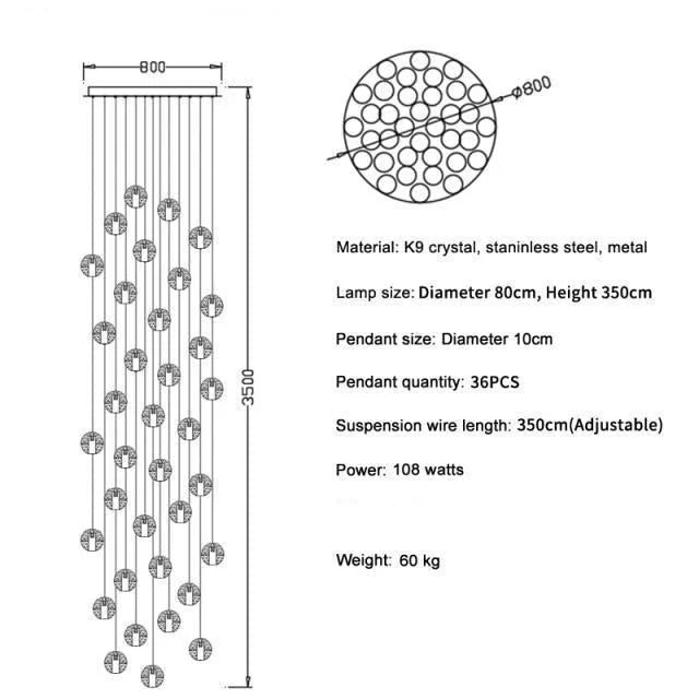 Adonis Suspension Water Drop Chandelier( 43-Light customized) - Image 3