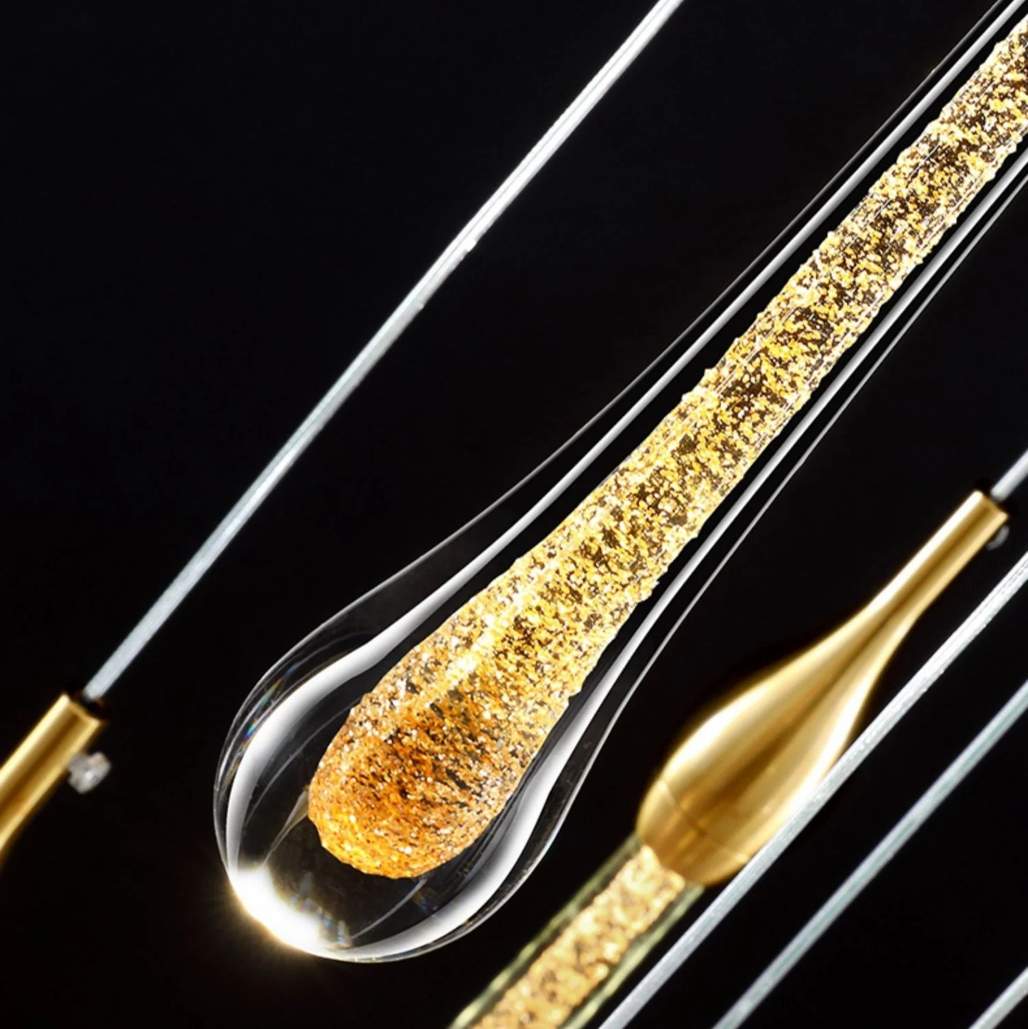 Foyer Glass Drops Pendant Chandelier Spiral Staircase High Ceiling Light Fixture In Gold Finish - Image 15