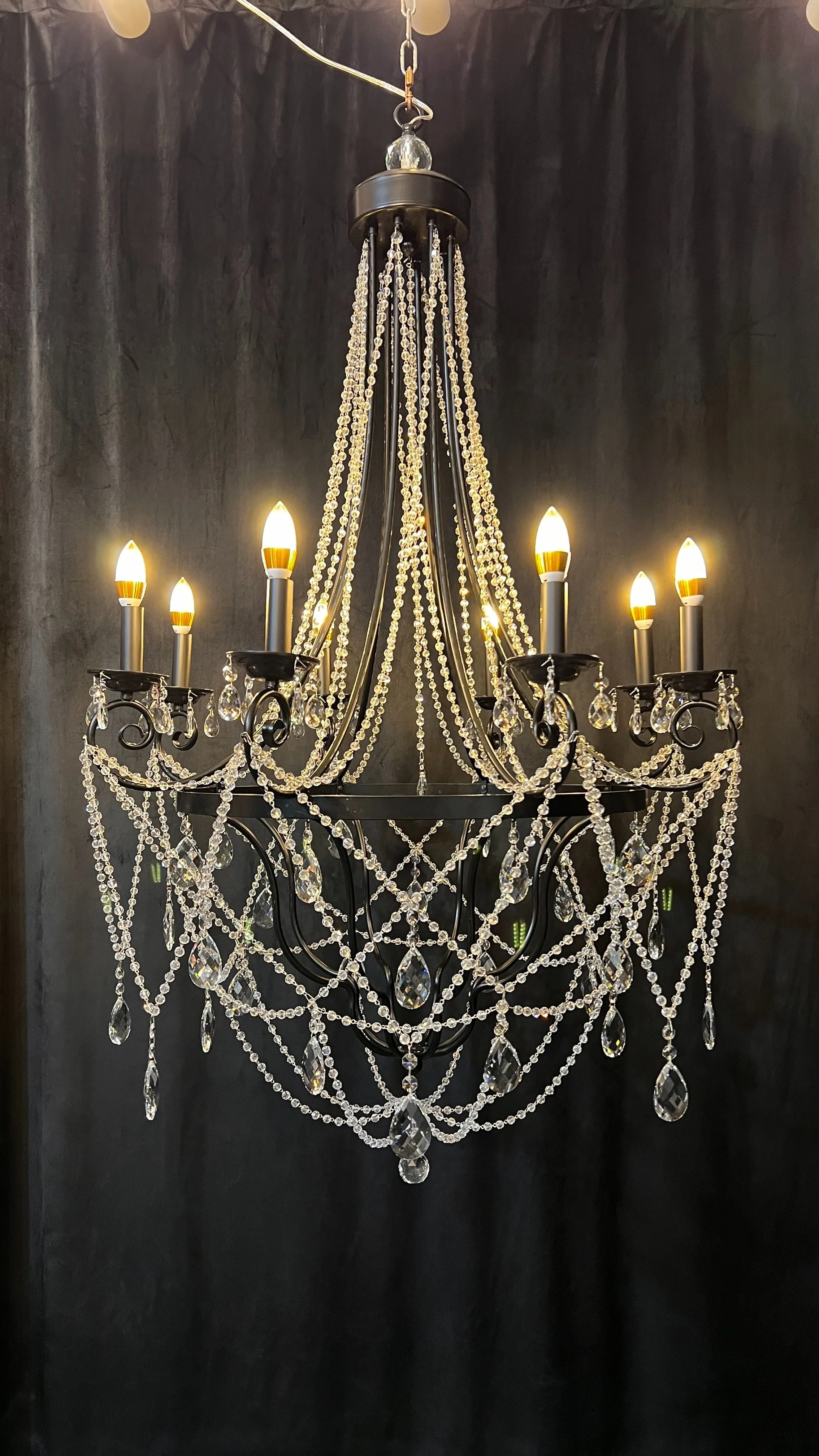 Affordable French Vintage Iron Crystal Pendant Candle Chandelier for Living Room / Restaurant / Cafe / Hotel lobby - Image 8