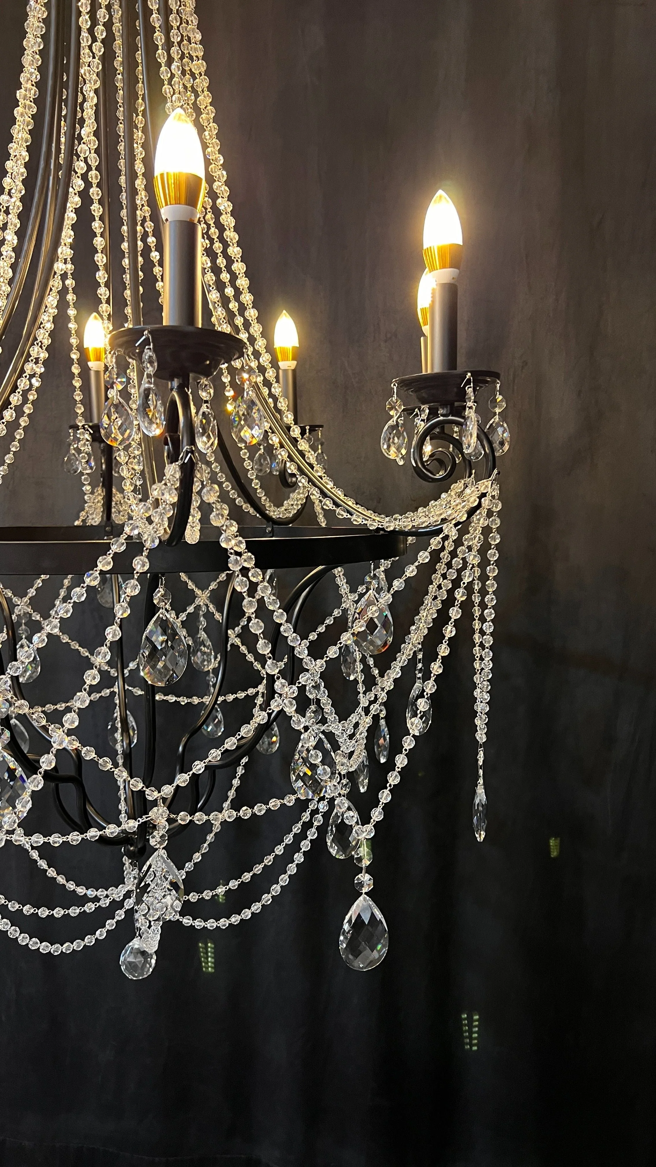 Affordable French Vintage Iron Crystal Pendant Candle Chandelier for Living Room / Restaurant / Cafe / Hotel lobby - Image 9