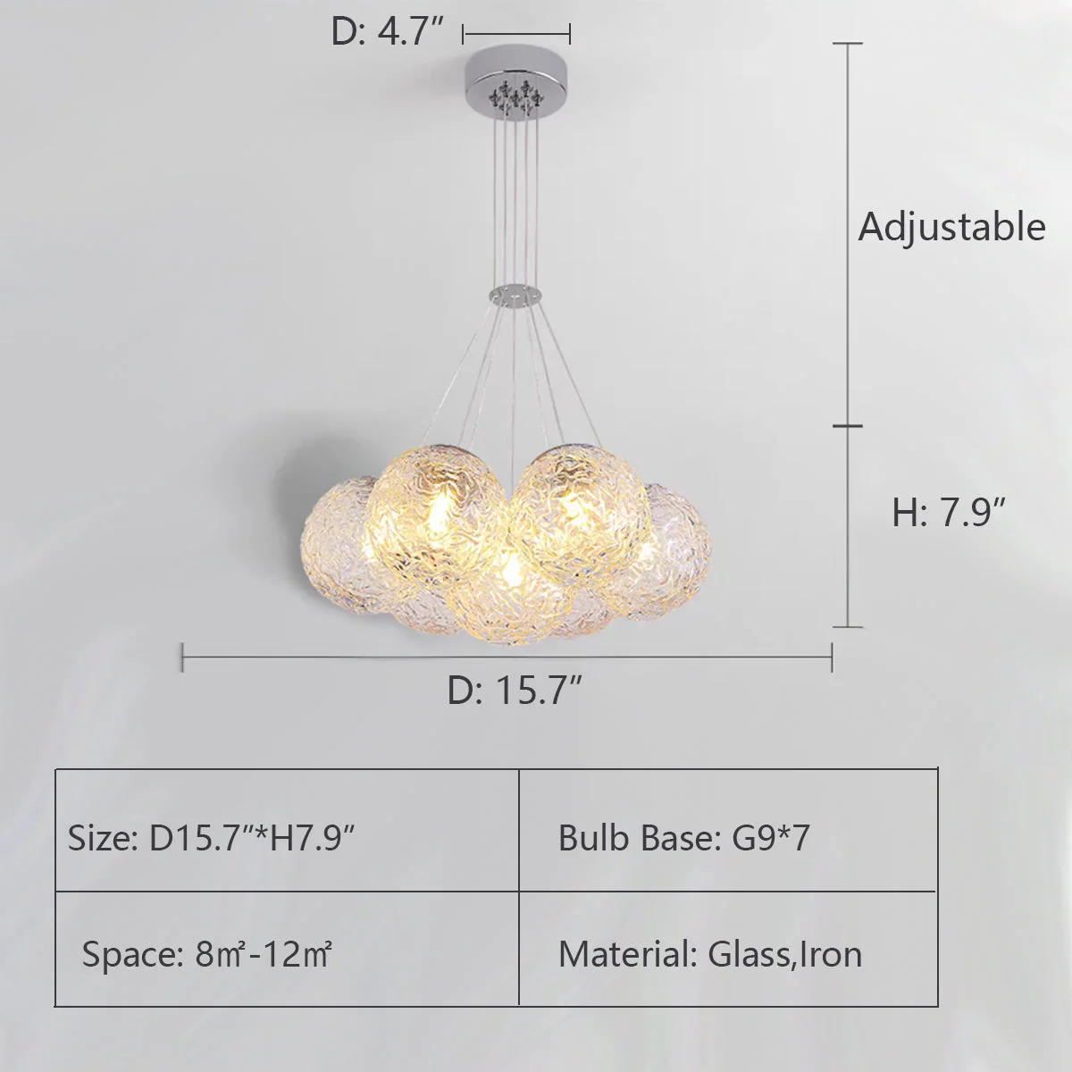 Affordable Nordic Art Water Pattern Glass Bubble Pendant Chandelier for Living/Dining Room/Bedroom - Image 12