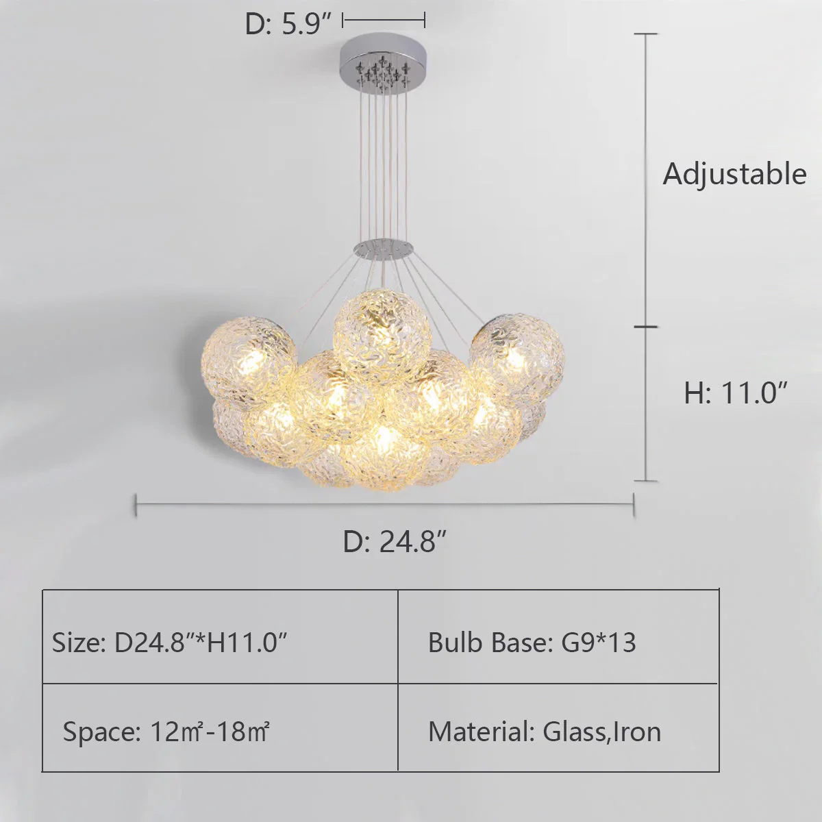Affordable Nordic Art Water Pattern Glass Bubble Pendant Chandelier for Living/Dining Room/Bedroom - Image 13