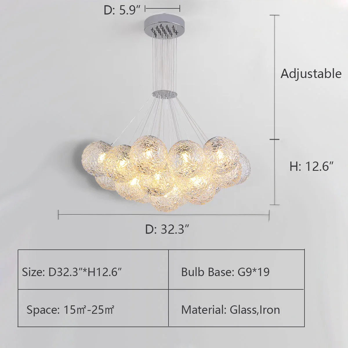 Affordable Nordic Art Water Pattern Glass Bubble Pendant Chandelier for Living/Dining Room/Bedroom - Image 14
