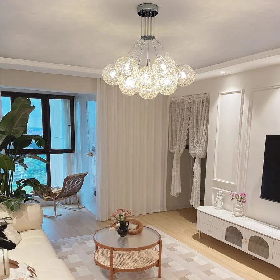 Affordable Nordic Art Water Pattern Glass Bubble Pendant Chandelier for Living/Dining Room/Bedroom - Image 3
