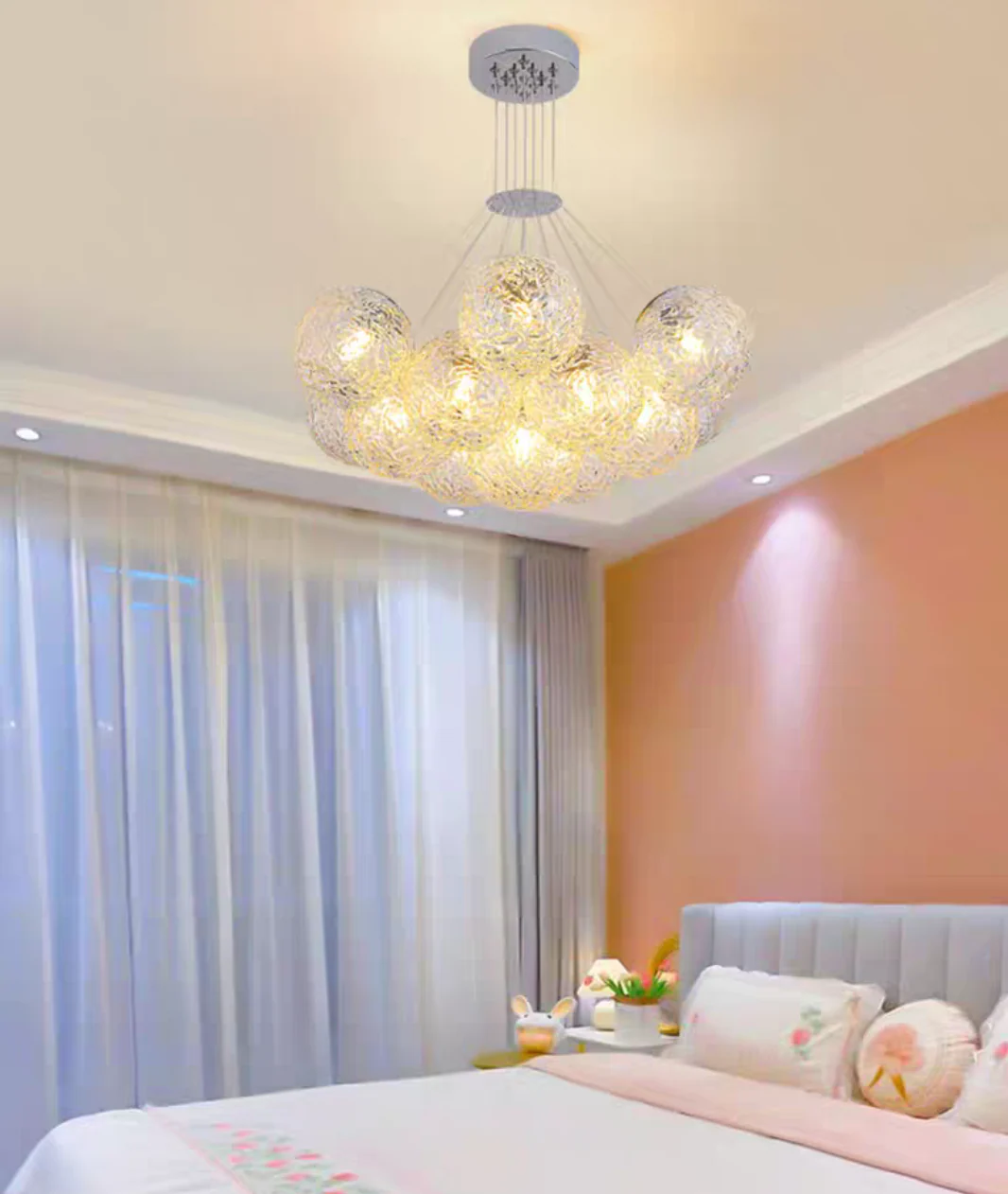 Affordable Nordic Art Water Pattern Glass Bubble Pendant Chandelier for Living/Dining Room/Bedroom - Image 7