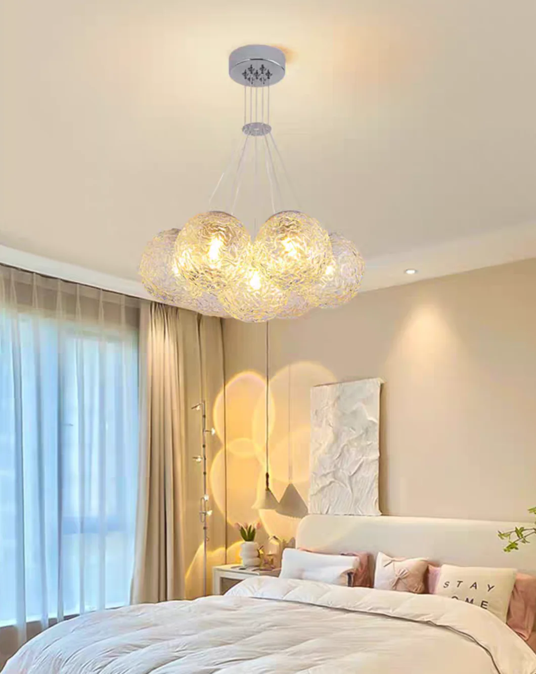 Affordable Nordic Art Water Pattern Glass Bubble Pendant Chandelier for Living/Dining Room/Bedroom - Image 8