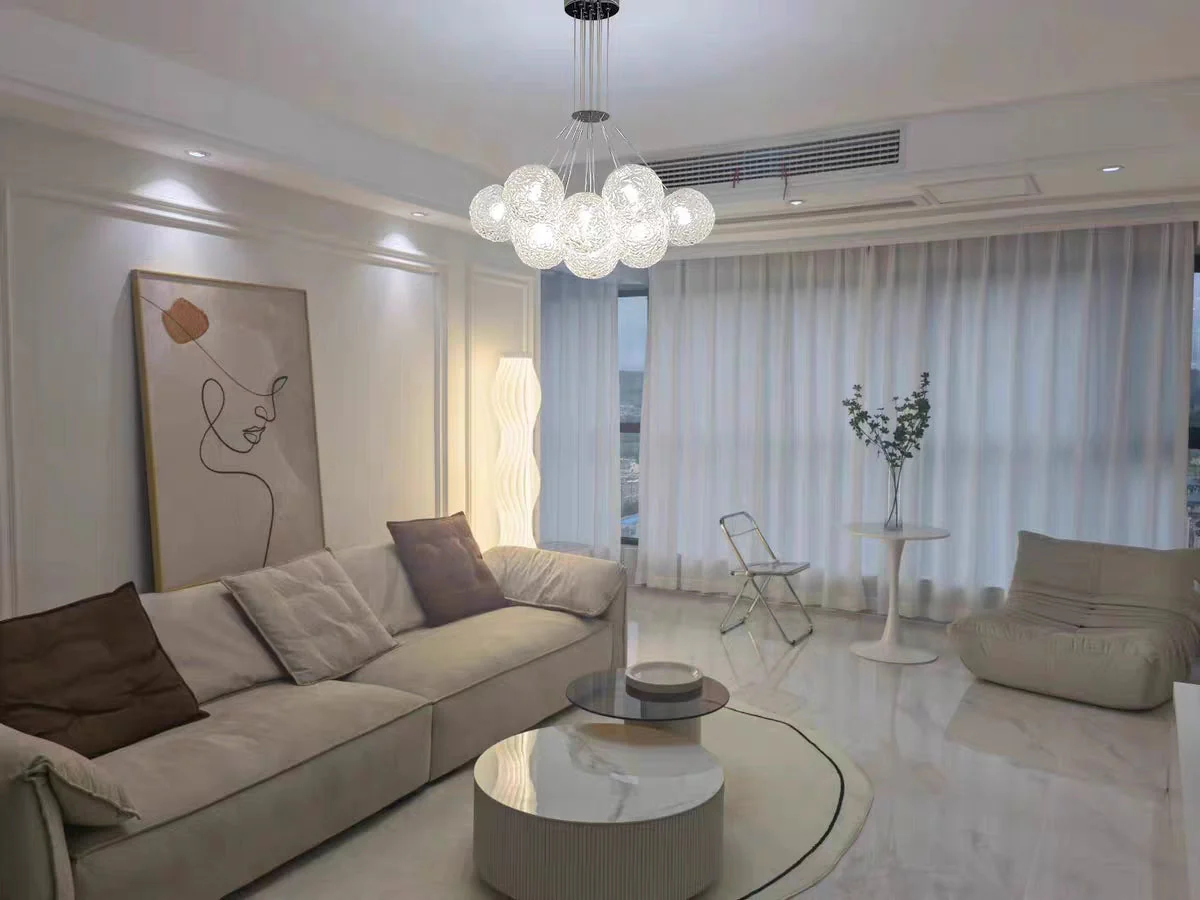 Affordable Nordic Art Water Pattern Glass Bubble Pendant Chandelier for Living/Dining Room/Bedroom - Image 9