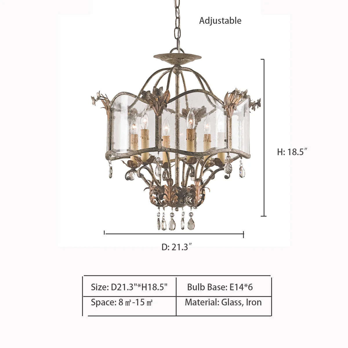 Affordable Retro Wrought Iron Glass Shade Candle Pendant Chandelier for Dining Room/Bedroom - Image 10