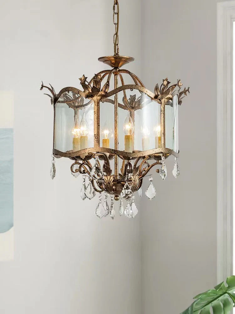 Affordable Retro Wrought Iron Glass Shade Candle Pendant Chandelier for Dining Room/Bedroom - Image 6