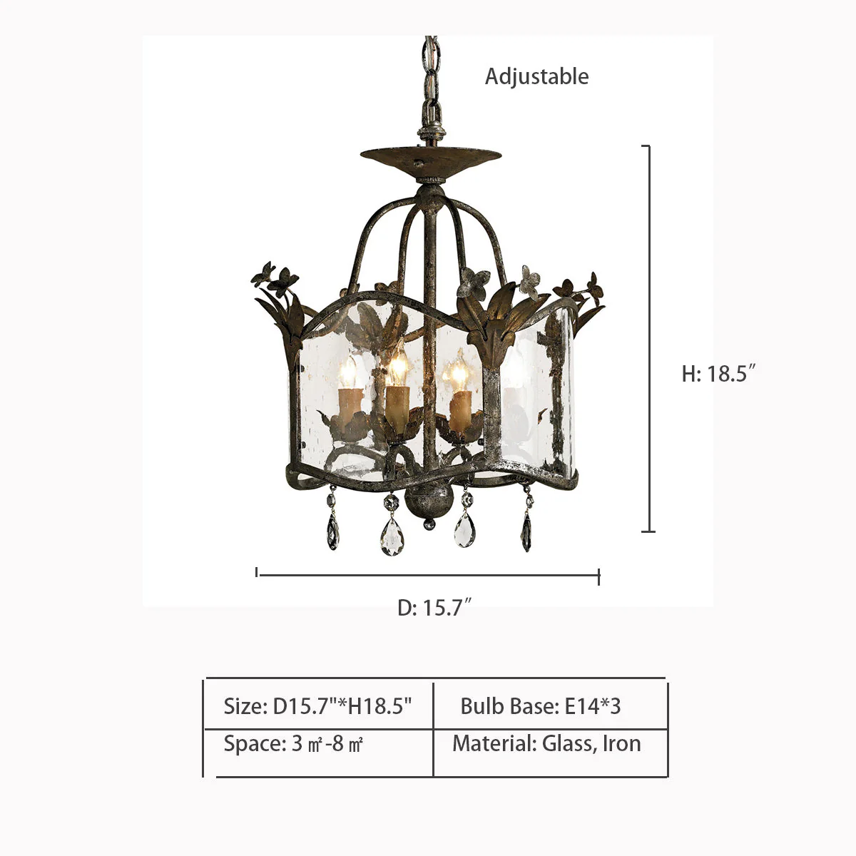 Affordable Retro Wrought Iron Glass Shade Candle Pendant Chandelier for Dining Room/Bedroom - Image 9