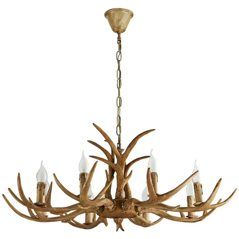 Affordable Vintage Rustic Resin Antler Candelabra Chandelier for Living Room / Restaurant / Cafe / Bar - Image 10