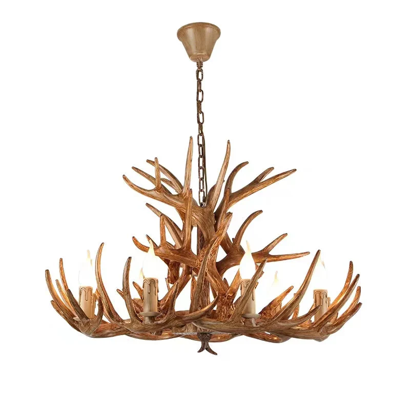 Affordable Vintage Rustic Resin Antler Candelabra Chandelier for Living Room / Restaurant / Cafe / Bar - Image 11