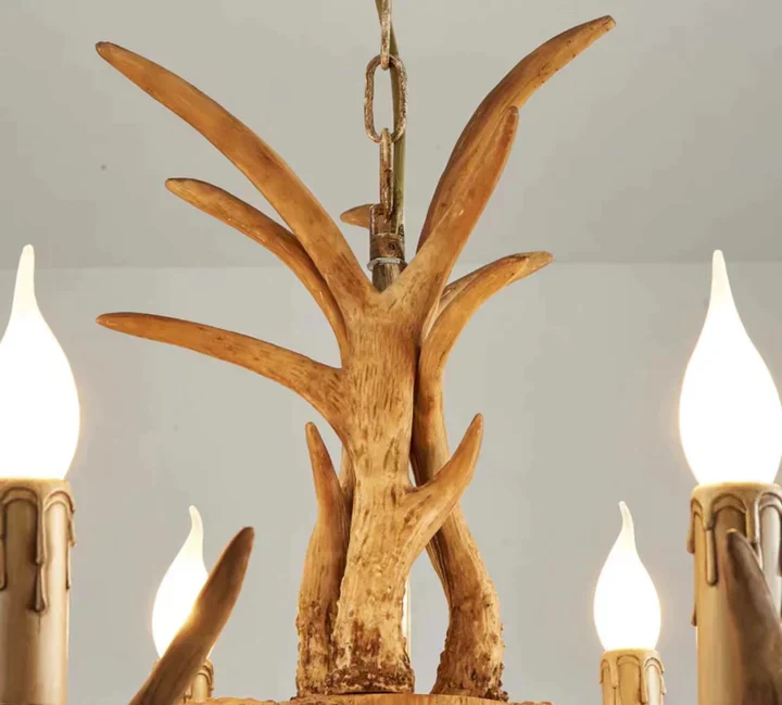 Affordable Vintage Rustic Resin Antler Candelabra Chandelier for Living Room / Restaurant / Cafe / Bar - Image 12