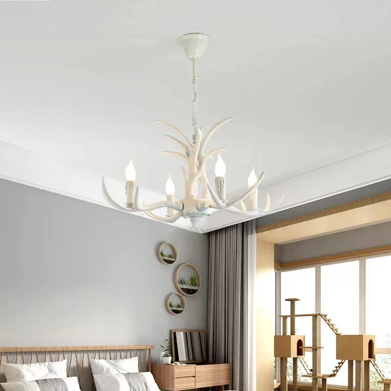 Affordable Vintage Rustic Resin Antler Candelabra Chandelier for Living Room / Restaurant / Cafe / Bar - Image 13