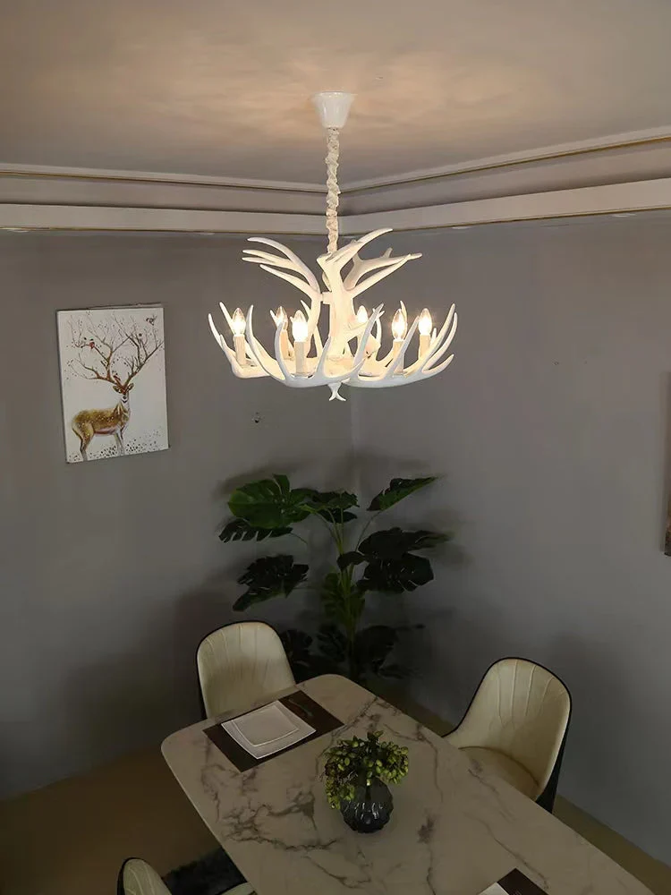 Affordable Vintage Rustic Resin Antler Candelabra Chandelier for Living Room / Restaurant / Cafe / Bar - Image 14